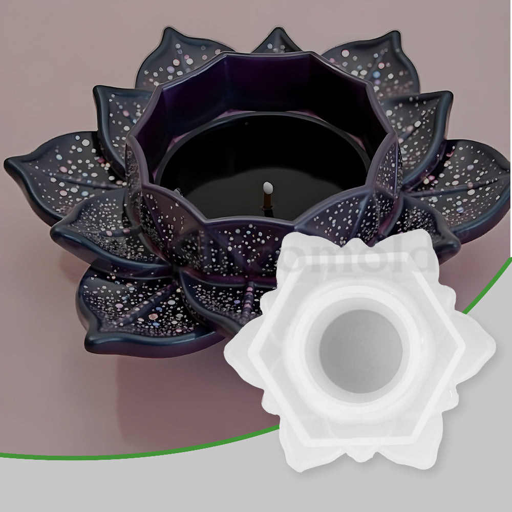 SILICOMOLDS - LOTUS SHAPE TEAL LIGHT HOLDER MOLD - DESIGN 1 - URP159RM
